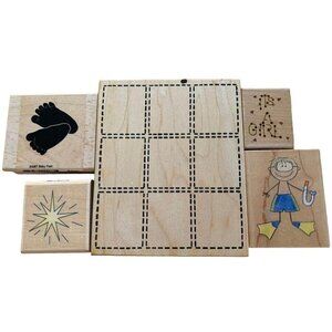 Wooden Rubber Stamps Set Boy Star Baby Feet Its A Girl Crafting Fun Bundle